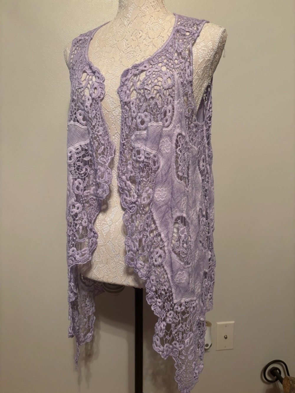 Simply Couture Lavender Crochet Lace Vest